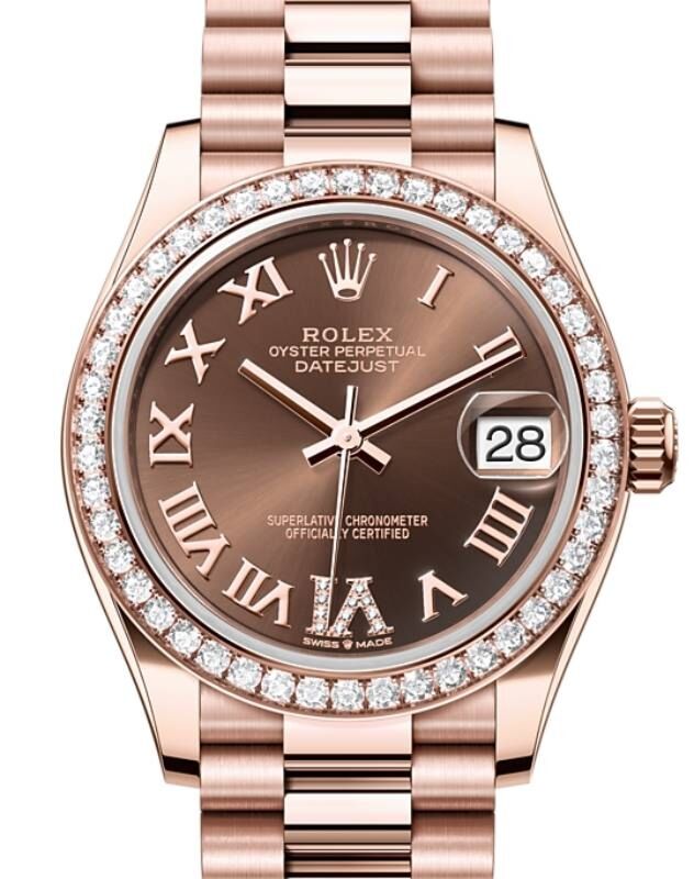 Rolex Lady-Datejust 31 31 mm 278285RBRCRDVIP Rose Gold/Diamonds Chocolate