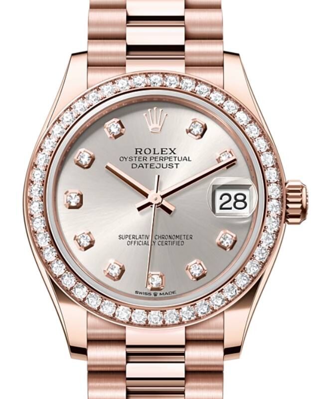Rolex Lady-Datejust 31 31 mm 278285RBRSDP Rose Gold/Diamonds Silver