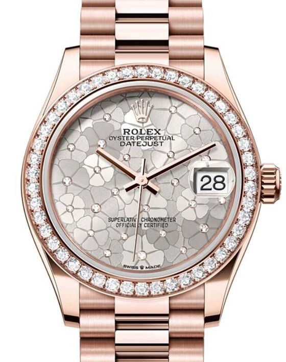 Rolex Lady-Datejust 31 31 mm 278285RBRSVFLOMDP Rose Gold/Diamonds Silver