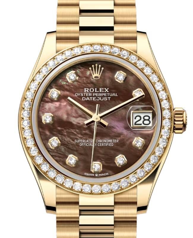 Rolex Lady-Datejust 31 31 mm 278288RBRBMP Yellow Gold/Diamonds Black Mother of Pearl