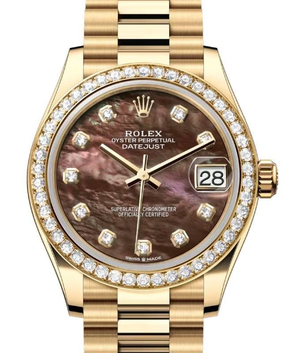 Rolex Lady-Datejust 31 31 mm 278288RBRBMP Yellow Gold/Diamonds Black Mother of Pearl