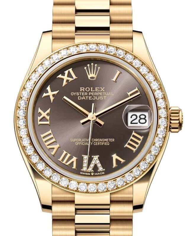 Rolex Lady-Datejust 31 31 mm 278288RBRDGRDVIP Yellow Gold/Diamonds Grey