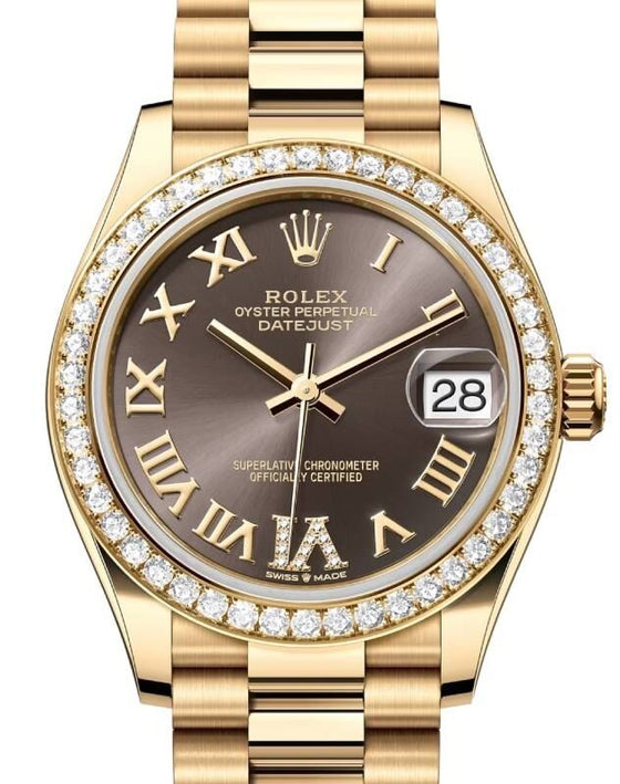 Rolex Lady-Datejust 31 31 mm 278288RBRDGRDVIP Yellow Gold/Diamonds Grey