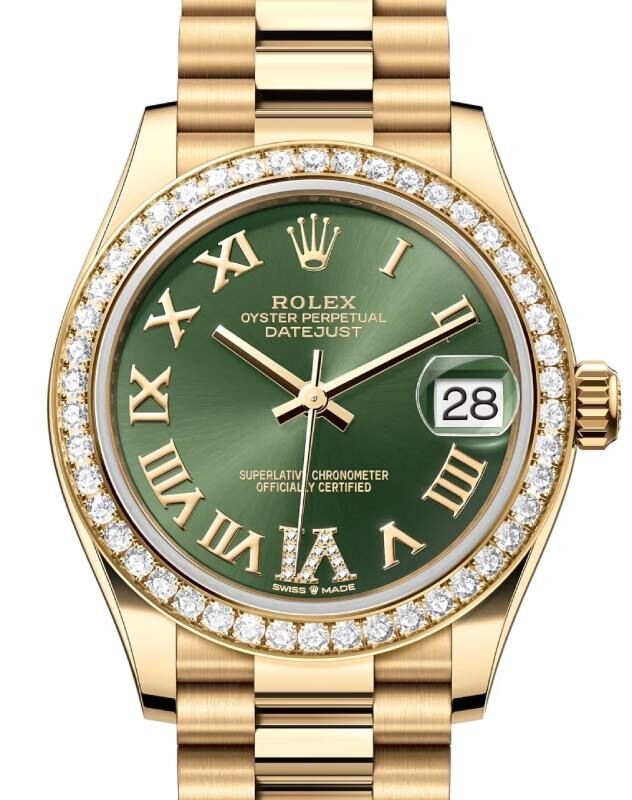 Rolex Lady-Datejust 31 31 mm 278288RBROGRDVIP Yellow Gold/Diamonds Green
