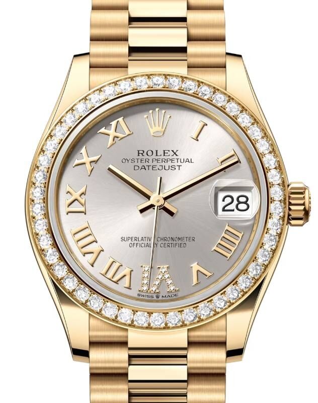 Rolex Lady-Datejust 31 31 mm 278288RBRSRDVIP Yellow Gold/Diamonds Silver