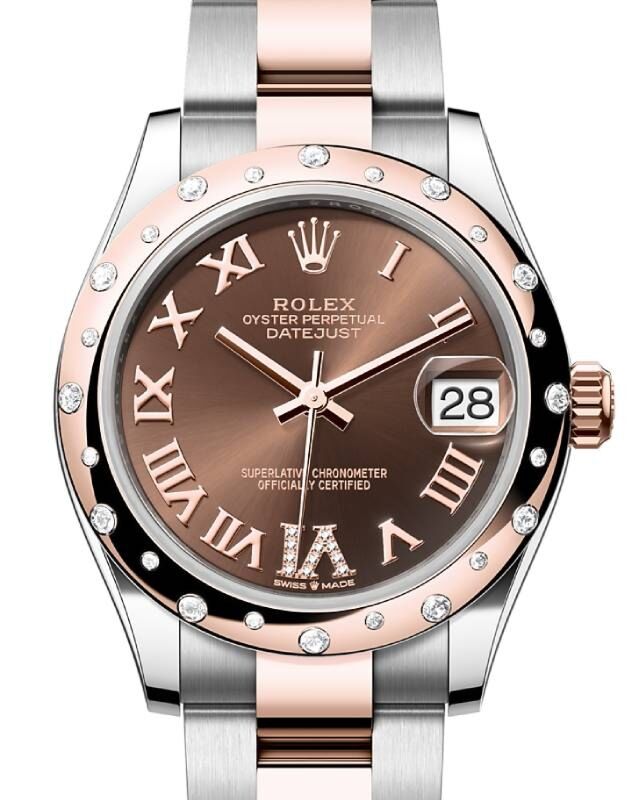 Rolex Lady-Datejust 31 31 mm 278341RBRCRDVIO Steel/Rose Gold/Diamonds Chocolate