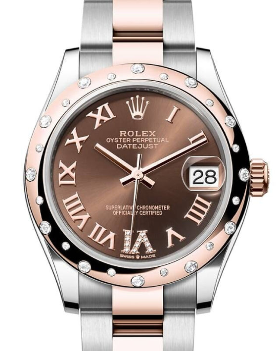Rolex Lady-Datejust 31 31 mm 278341RBRCRDVIO Steel/Rose Gold/Diamonds Chocolate