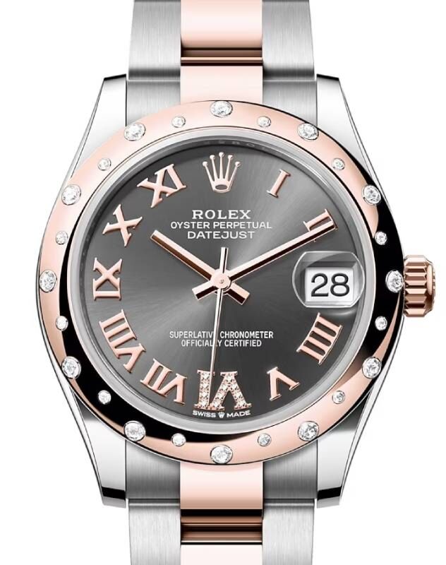 Rolex Lady-Datejust 31 31 mm 278341RBRRRDVIO Steel/Rose Gold/Diamonds Slate