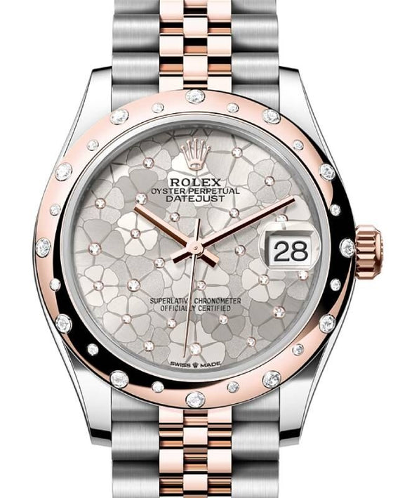 Rolex Lady-Datejust 31 31 mm 278341RBRSVFLOMDJ Steel/Rose Gold/Diamonds Silver