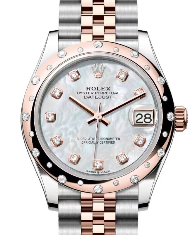 Rolex Lady-Datejust 31 31 mm 278341RBRWMDJ Steel/Rose Gold/Diamonds White Mother of Pearl