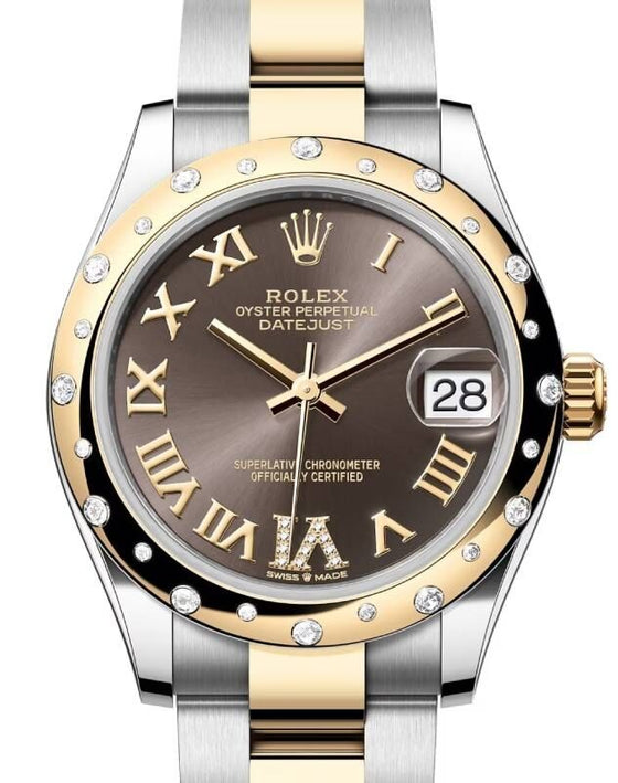 Rolex Lady-Datejust 31 31 mm 278343RBRDGRDVIO Steel/Yellow Gold/Diamonds Grey