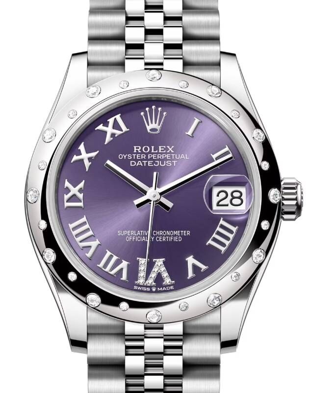 Rolex Datejust 31 31 mm 278344RBRARVIDJ Steel/White Gold/Diamonds Aubergine