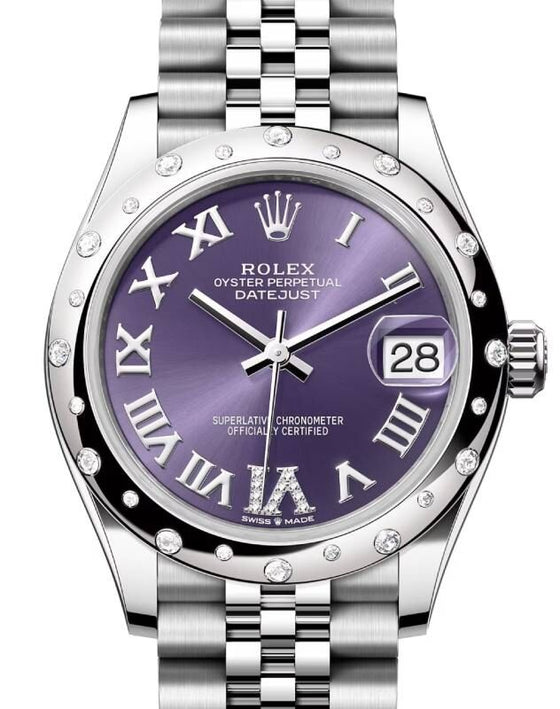 Rolex Datejust 31 31 mm 278344RBRARVIDJ Steel/White Gold/Diamonds Aubergine