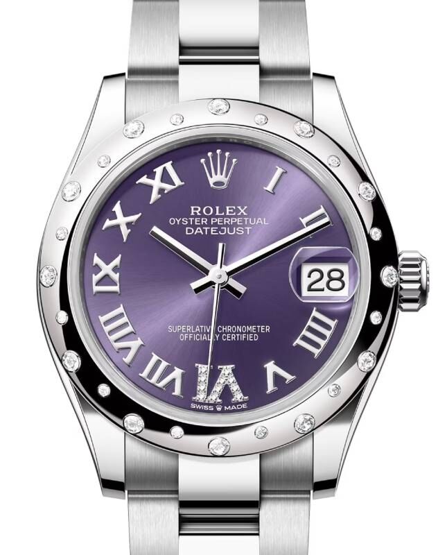 Rolex Datejust 31 31 mm 278344RBRARVIDO Steel/White Gold/Diamonds Aubergine