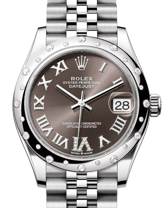 Rolex Datejust 31 31 mm 278344RBRGRVIDJ Steel/White Gold/Diamonds Grey