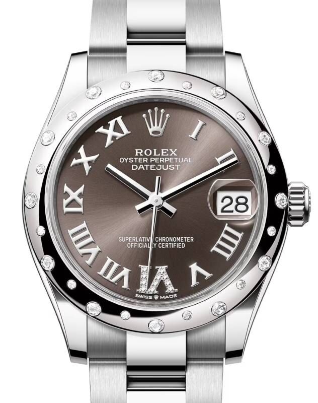 Rolex Datejust 31 31 mm 278344RBRGRVIDO Steel/White Gold/Diamonds Grey
