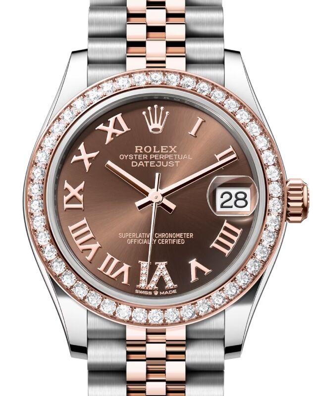 Rolex Lady-Datejust 31 31 mm 278381RBRCRDVIJ Steel/Rose Gold/Diamonds Chocolate