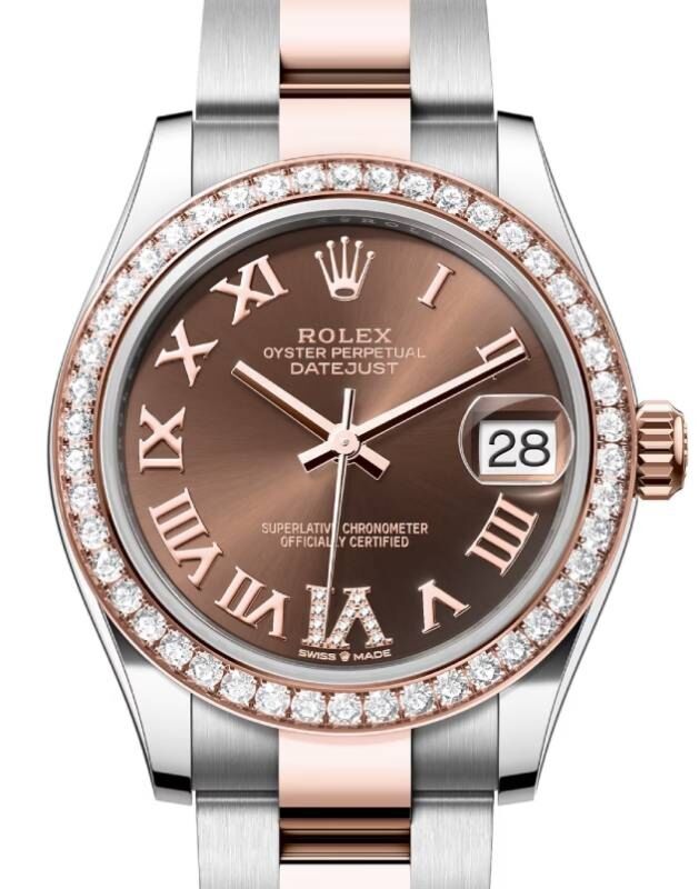 Rolex Lady-Datejust 31 31 mm 278381RBRCRDVIO Steel/Rose Gold/Diamonds Chocolate
