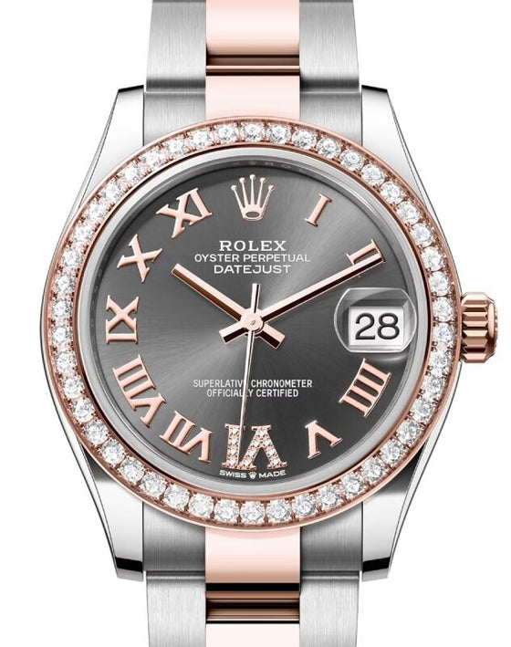 Rolex Lady-Datejust 31 31 mm 278381RBRRRDVIO Steel/Rose Gold/Diamonds Slate