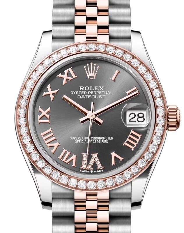 Rolex Lady-Datejust 31 31 mm 278381RBRRRVIDJ Steel/Rose Gold/Diamonds Slate