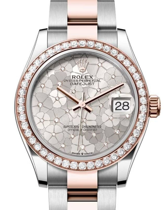 Rolex Lady-Datejust 31 31 mm 278381RBRSVFLOMDO Steel/Rose Gold/Diamonds Silver