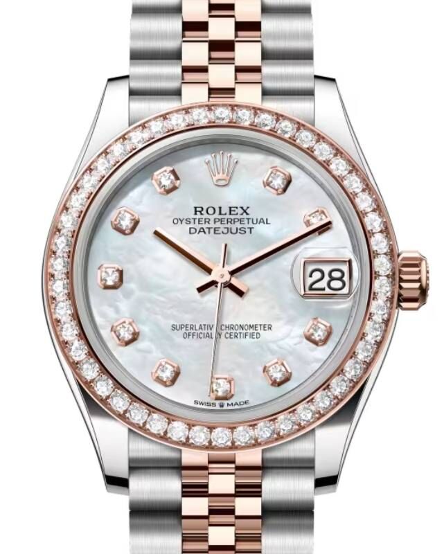 Rolex Lady-Datejust 31 31 mm 278381RBRWMDJ Steel/Rose Gold/Diamonds White Mother of Pearl