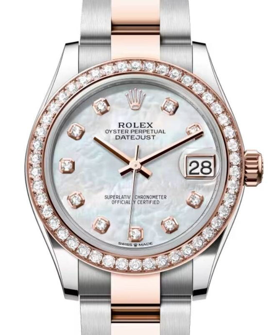 Rolex Lady-Datejust 31 31 mm 278381RBRWMDO Steel/Rose Gold/Diamonds White Mother of Pearl