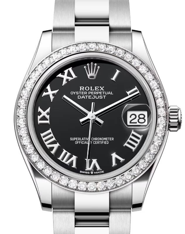Rolex Datejust 31 31 mm 278384RBRBKRO Steel/White Gold/Diamonds Black