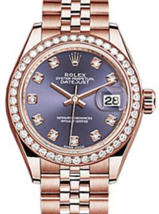 Rolex Lady-Datejust 28 28 mm 279135-AUBDJ Rose Gold/Diamonds Aubergine