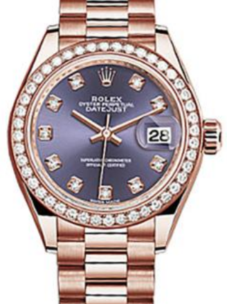 Rolex Lady-Datejust 28 28 mm 279135-AUBDP Rose Gold/Diamonds Aubergine