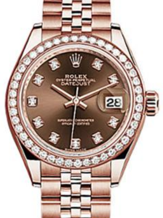 Rolex Lady-Datejust 28 28 mm 279135-CHOCDJ Rose Gold/Diamonds Chocolate