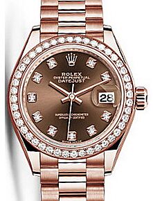 Rolex Lady-Datejust 28 28 mm 279135-CHOCDP Rose Gold/Diamonds Chocolate