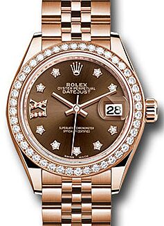 Rolex Lady-Datejust 28 28 mm 279135-CHOCDR9J Rose Gold/Diamonds Chocolate