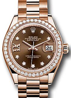 Rolex Lady-Datejust 28 28 mm 279135-CHOCDR9P Rose Gold/Diamonds Chocolate