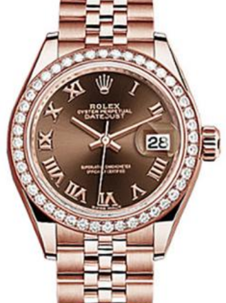 Rolex Lady-Datejust 28 28 mm 279135-CHOCRJ Rose Gold/Diamonds Chocolate
