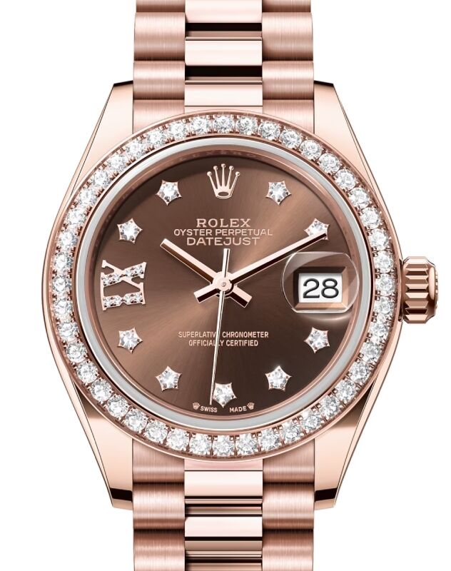 Rolex Lady-Datejust 28 28 mm 279135RBRCDIXP Rose Gold/Diamonds Chocolate
