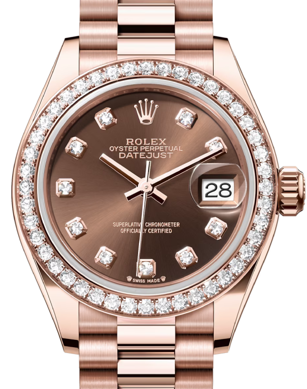 Rolex Lady-Datejust 28 28 mm 279135RBRCDP Rose Gold/Diamonds Chocolate
