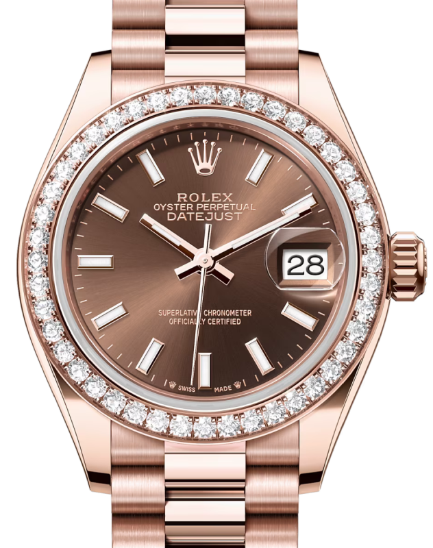 Rolex Lady-Datejust 28 28 mm 279135RBRCSP Rose Gold/Diamonds Chocolate