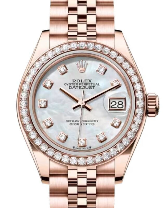 Rolex Lady-Datejust 28 28 mm 279135RBRMDJ Rose Gold/Diamonds White Mother of Pearl