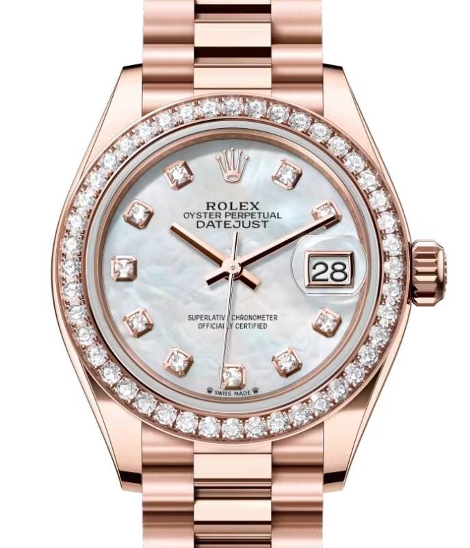 Rolex Lady-Datejust 28 28 mm 279135RBRMDP Rose Gold/Diamonds White Mother of Pearl