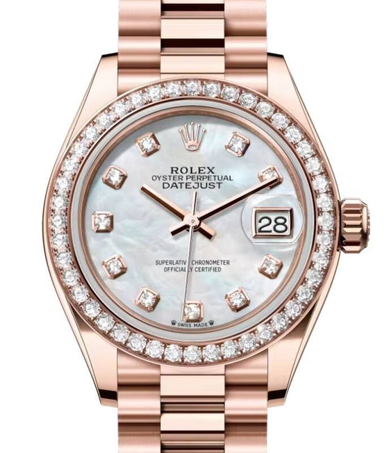 Rolex Lady-Datejust 28 28 mm 279135RBRMDP Rose Gold/Diamonds White Mother of Pearl