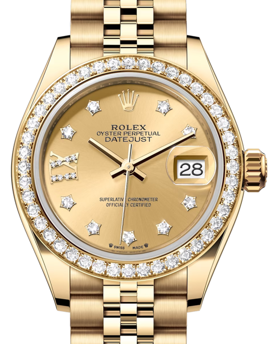 Rolex Lady-Datejust 28 28 mm 279138RBRCDIXJ Yellow Gold/Diamonds Champagne
