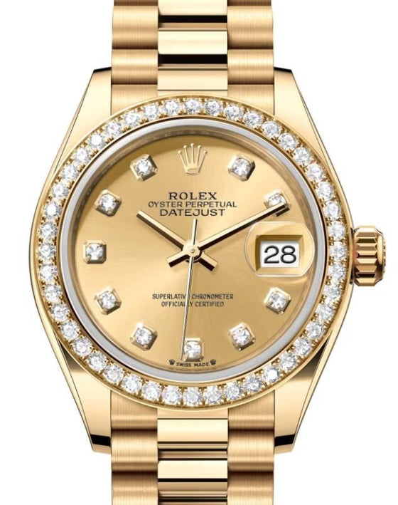 Rolex Lady-Datejust 28 28 mm 279138RBRCDP Yellow Gold/Diamonds Champagne