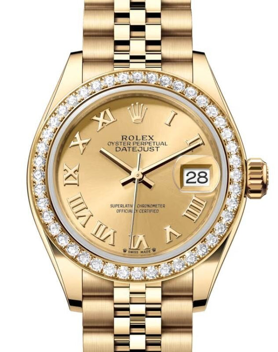Rolex Lady-Datejust 28 28 mm 279138RBRCRJ Yellow Gold/Diamonds Champagne