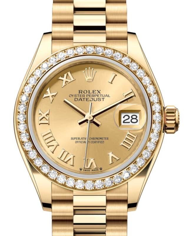 Rolex Lady-Datejust 28 28 mm 279138RBRCRP Yellow Gold/Diamonds Champagne
