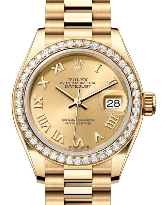 Rolex Lady-Datejust 28 28 mm 279138RBRCRP Yellow Gold/Diamonds Champagne