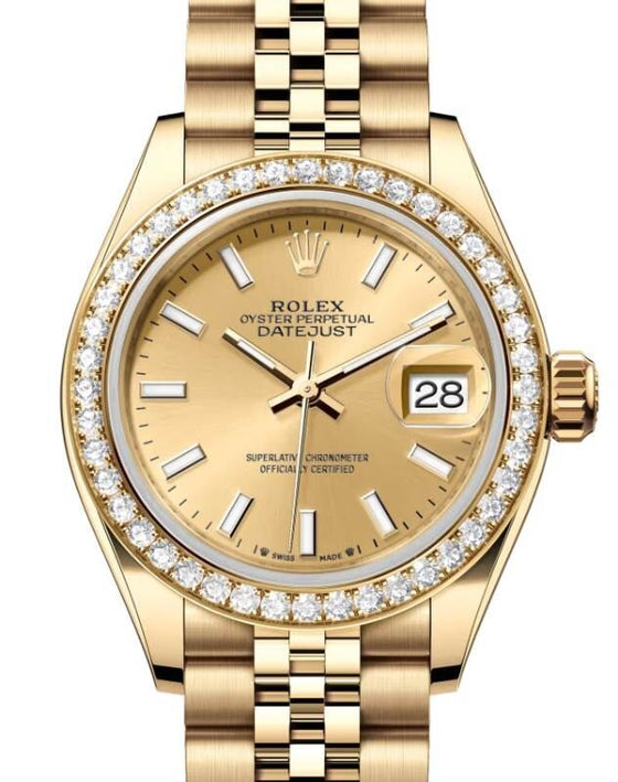 Rolex Lady-Datejust 28 28 mm 279138RBRCSJ Yellow Gold/Diamonds Champagne