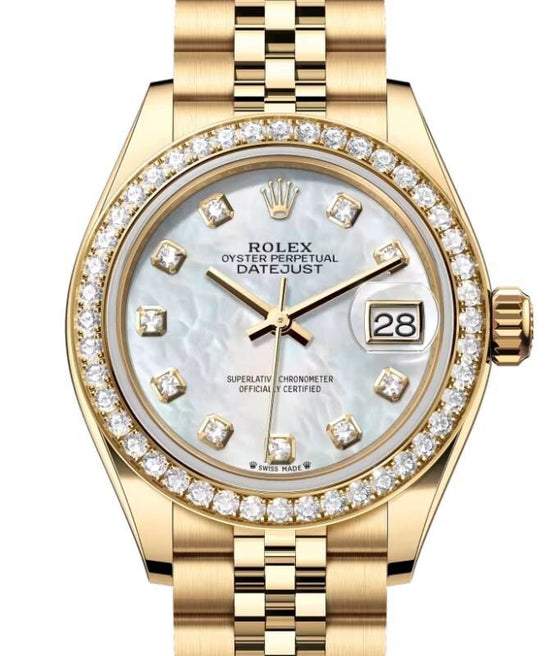 Rolex Lady-Datejust 28 28 mm 279138RBRMDJ Yellow Gold/Diamonds White Mother of Pearl