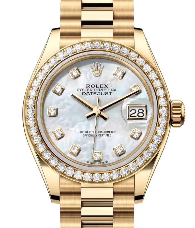 Rolex Lady-Datejust 28 28 mm 279138RBRMDP Yellow Gold/Diamonds White Mother of Pearl