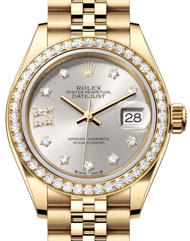 Rolex Lady-Datejust 28 28 mm 279138RBRSDIXJ Yellow Gold/Diamonds Silver